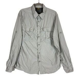 Alpine Design Shirt Mens Medium Gray Tech Series Hiking Vented Button-Up Outdoor